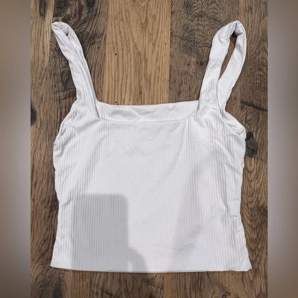 Kookai White Ribbed Double Lined Tank Top